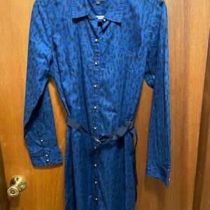 Tommy Hilfiger Blue Animal Print Shirt Dress
